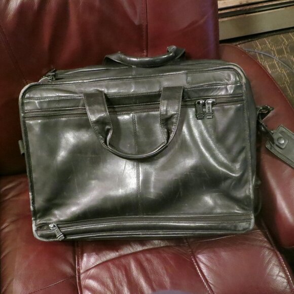 Tumi leather alpha computer bag briefcase black - Picture 2 of 3